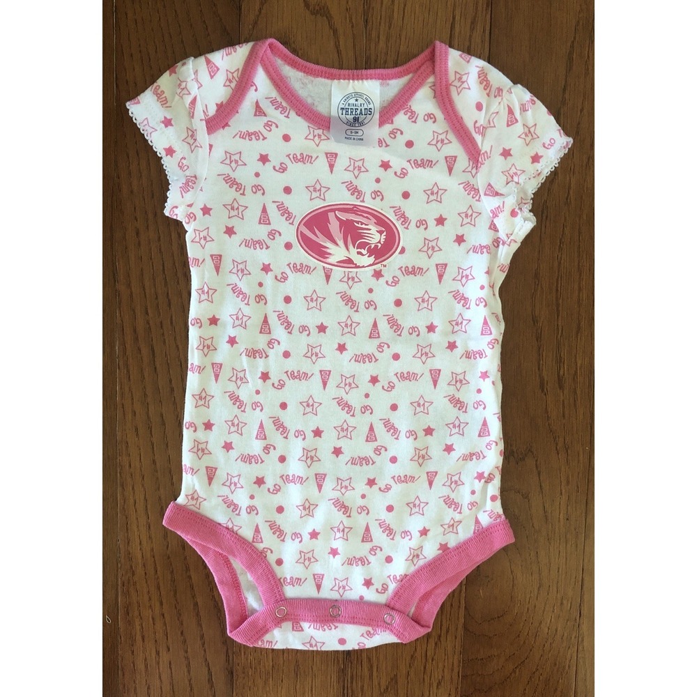 Missouri  Tigers Rivalry Threads Baby Girl Bodysuit 6-9 Months Pink White